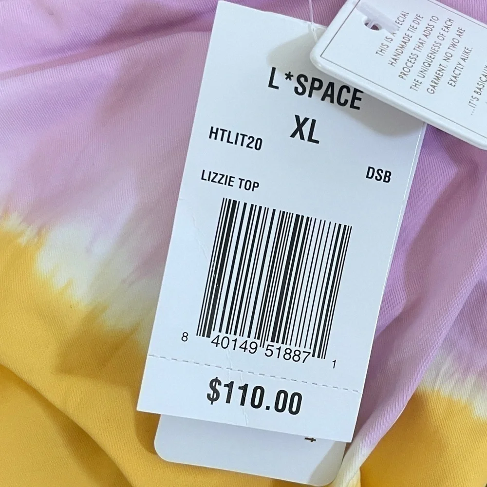 NWT L*SPACE Lizzie Bikini Top Tie Dye